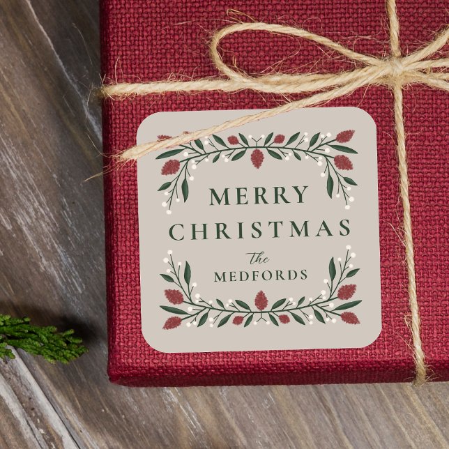 Adesivo Quadrado Quadro Clássico Elegante - Natal Personalizado (Criador carregado)