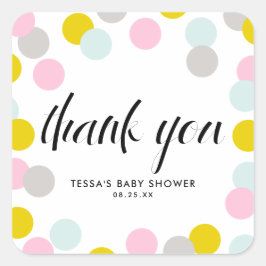 Adesivo Quadrado Quadro Colorido de Pontos do Pastel Confetti Obrig