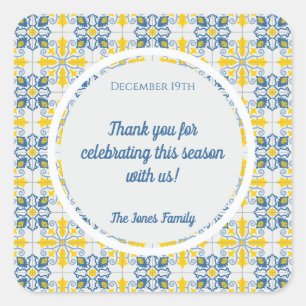 Adesivo Quadrado Quadro de azulejos bonito portugueses para o Natal