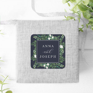 Adesivo Quadrado Quadro de Estufa  Casamento Botânico de Aquarela