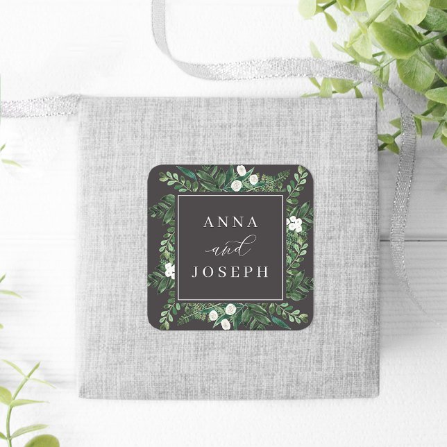 Adesivo Quadrado Quadro de Estufa | Casamento Botânico Por Aquarela (Criador carregado)