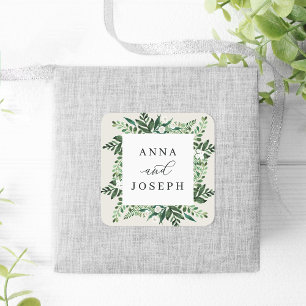 Adesivo Quadrado Quadro de Estufa   Casamento Botânico Por Aquarela