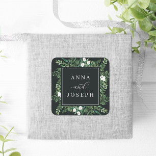 Adesivo Quadrado Quadro de Estufa   Casamento Botânico Por Aquarela