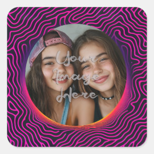 Adesivo Quadrado Quadro de Fotografias Personalizadas do Neon Vapor