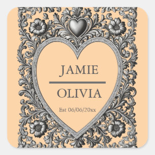 Adesivo Quadrado Quadro de rolagem vitoriano personalizado - casame