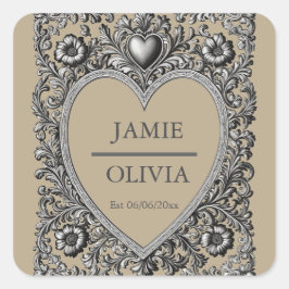 Adesivo Quadrado Quadro de rolagem vitoriano personalizado - casame