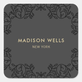 Adesivo Quadrado Quadro do Ornamentado Preto na moda