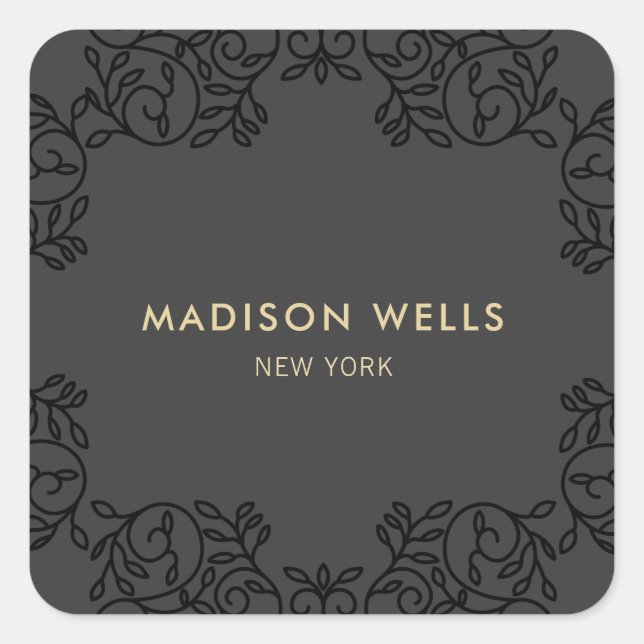 Adesivo Quadrado Quadro do Ornamentado Preto na moda (Frente)