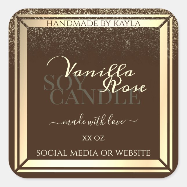 Adesivo Quadrado Quadro Dourado do Rótulo de Encapsulamento de Prod (Frente)