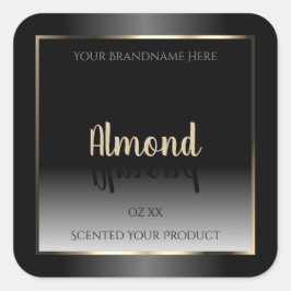 Adesivo Quadrado Quadro Dourado do rótulo do produto branco e preto