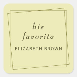 Adesivo Quadrado Quadro Elegante no Casamento do Monograma Amarelo 