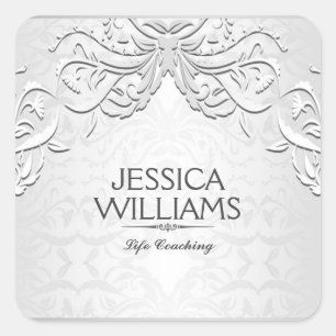 Adesivo Quadrado Quadro floral elegante das cinzas de prata