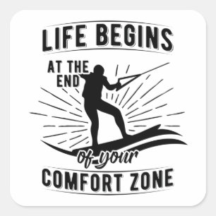 Adesivo Quadrado Quadro  Presentes do Mar de Wakeboard Waterski