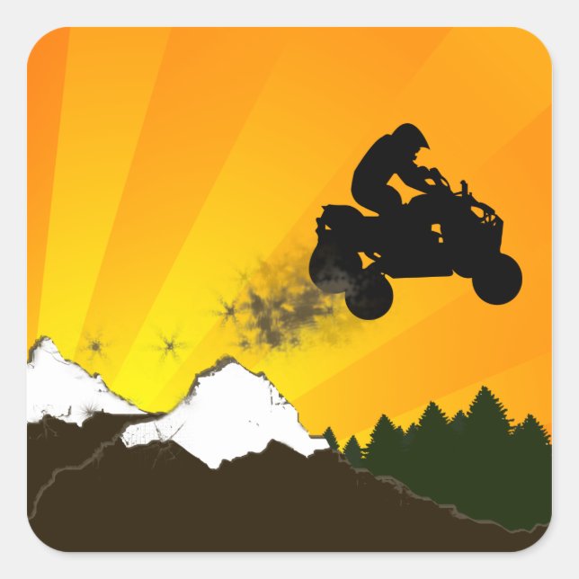 Adesivo Quadrado quads. pôr do sol laranja. (Frente)