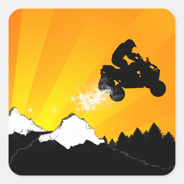 Adesivo Quadrado quads. pôr do sol laranja. (Frente)