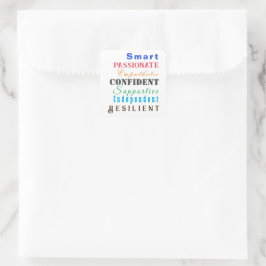 Adesivo Quadrado Qualidades de Mulheres Excelentes Divertidas Color