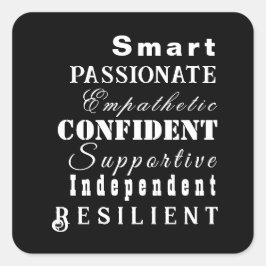 Adesivo Quadrado Qualidades de Mulheres Excelentes Negras e Brancas