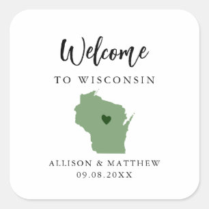 Adesivo Quadrado Qualquer Bag de Boas-vindas do Estado de Wisconsin