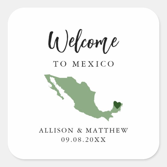 Adesivo Quadrado Qualquer Cor México - Saco ou Caixa de Boas-vindas (Frente)