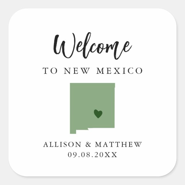 Adesivo Quadrado Qualquer Cor Novo México Casamento Saco ou Caixa d (Frente)