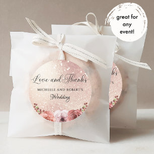 Adesivo Quadrado Qualquer Evento, Amor e Gratidão, Blush Rosa Doura