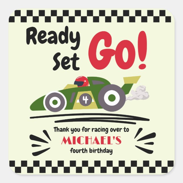 Adesivo Quadrado Qualquer Idade Preparada Para Aniversário, Ir Carr (Frente)