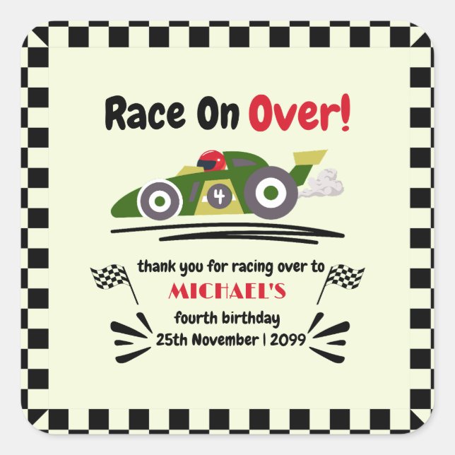 Adesivo Quadrado Qualquer Idade Preparada Para Aniversário, Ir Carr (Frente)