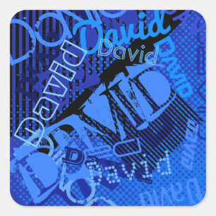 Adesivo Quadrado Qualquer nome de Creative Blue personalizável