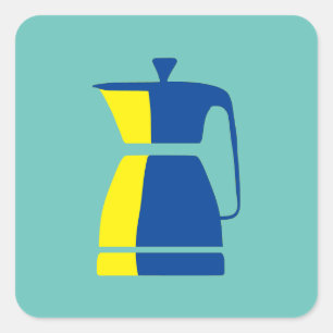 Adesivo Quadrado Qualquer Pote de café a cores