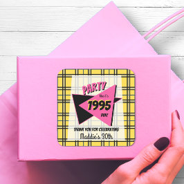 Adesivo Quadrado QUALQUER xadrez 90s de idade, festa de aniversário