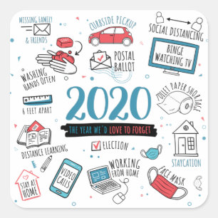 Adesivo Quadrado Quarentena 2020: Comemorativa do Bloqueio