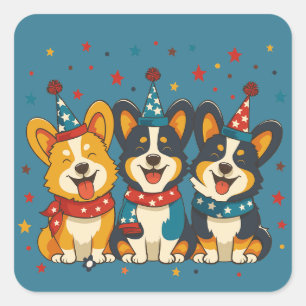 Adesivo Quadrado Quarto De Julho, Pembroke Welsh Corgi Dogs