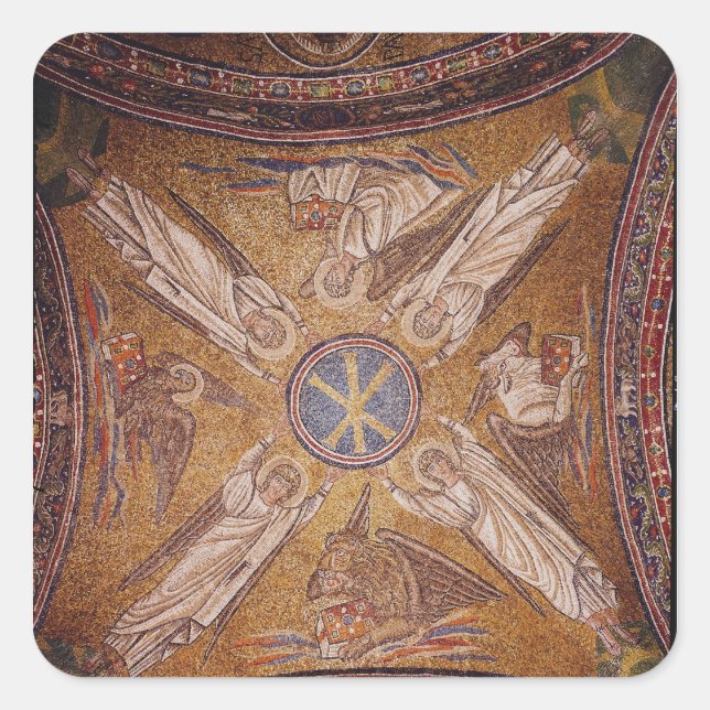 Adesivo Quadrado Quatro anjos com os símbolos (Frente)