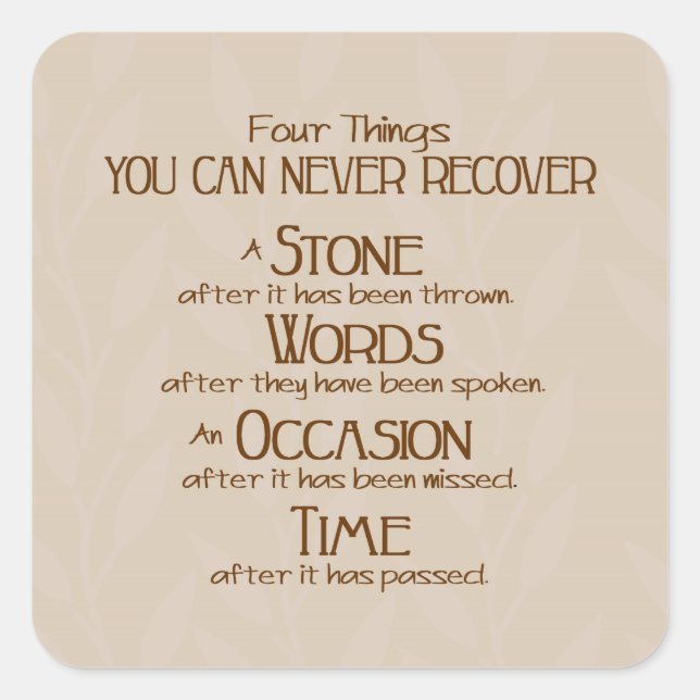 Adesivo Quadrado Quatro coisas (Frente)