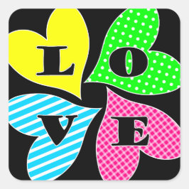 Adesivo Quadrado Quatro Corações Coloridos