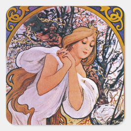 Adesivo Quadrado Quatro Estações de Alfons Mucha Art Déco Nouveau