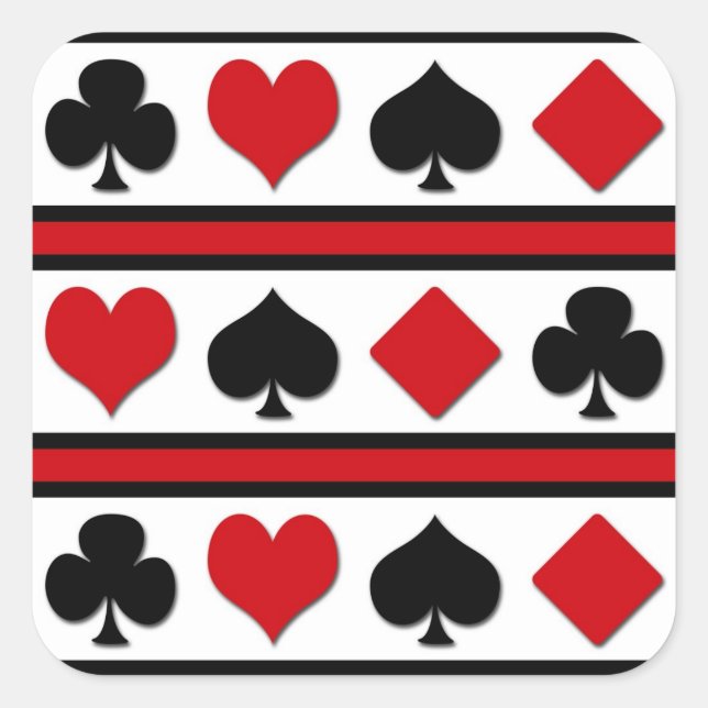 Adesivo Quadrado Quatro naipes de cartão (Frente)