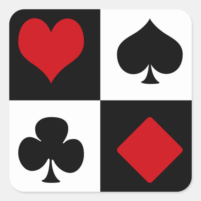 Adesivo Quadrado Quatro naipes de cartão (Frente)