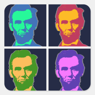 Adesivo Quadrado Quatro Pop Art Abraham Lincolns