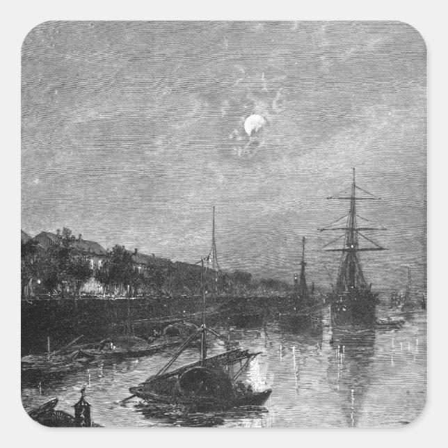 Adesivo Quadrado Quay em Hankou, 1893 (Frente)