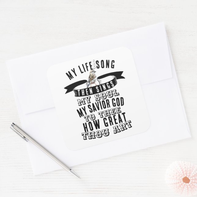 Adesivo Quadrado Que Excelente Você Arme Um Pássaro Bonito, Cristão (Envelope)