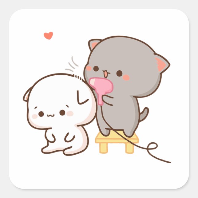 Adesivo Quadrado Quebra-cabeça de pêssego do fazer do Goma (Frente)