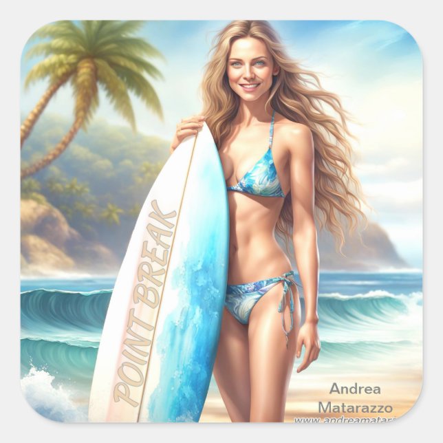 Adesivo Quadrado Quebra de Ponto de Ação de Rapariga (Frente)