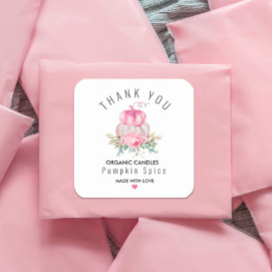 Adesivo Quadrado Queda Abóbora obrigado Floral Rótulo do produto