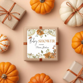 Adesivo Quadrado queda de amor abóbora chá de fraldas floral Convit