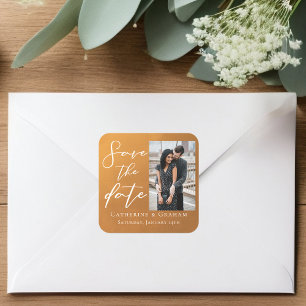 Adesivo Quadrado Queda de Foto do Casal Dourado russo Salve a Data
