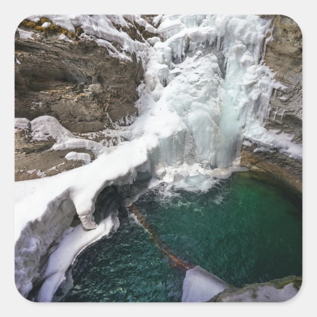 Adesivo Quadrado Quedas congeladas em Johnson Creek, Alberta (Frente)