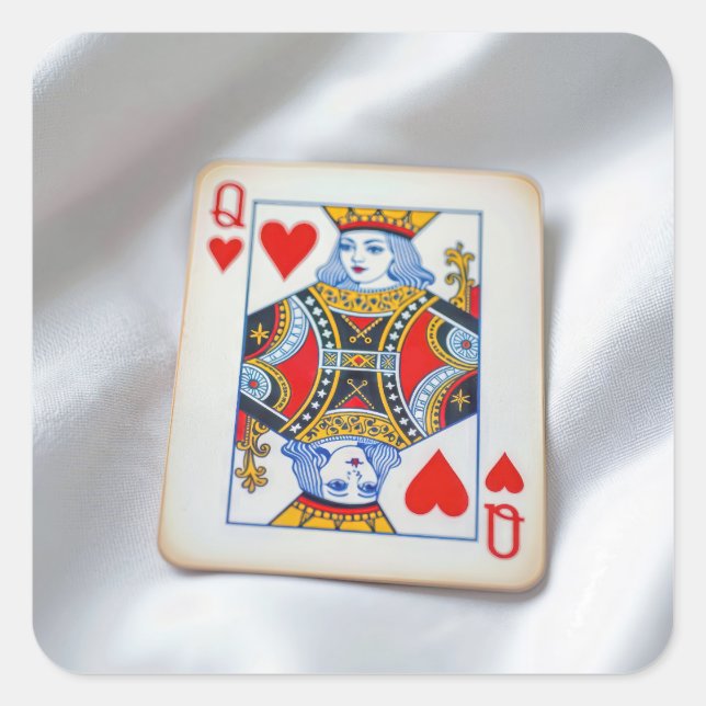 Adesivo Quadrado Queen of Hearts On White Satin Fabric (Frente)