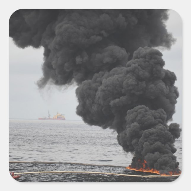 Adesivo Quadrado Queimaduras de óleo concentrado coletadas (Frente)