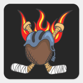 Adesivo Quadrado Queimando punhos e punhos de hóquei em chamas, pre
